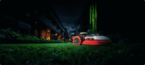 RTK robot lawn mower navigating at night with satellite accuracy
