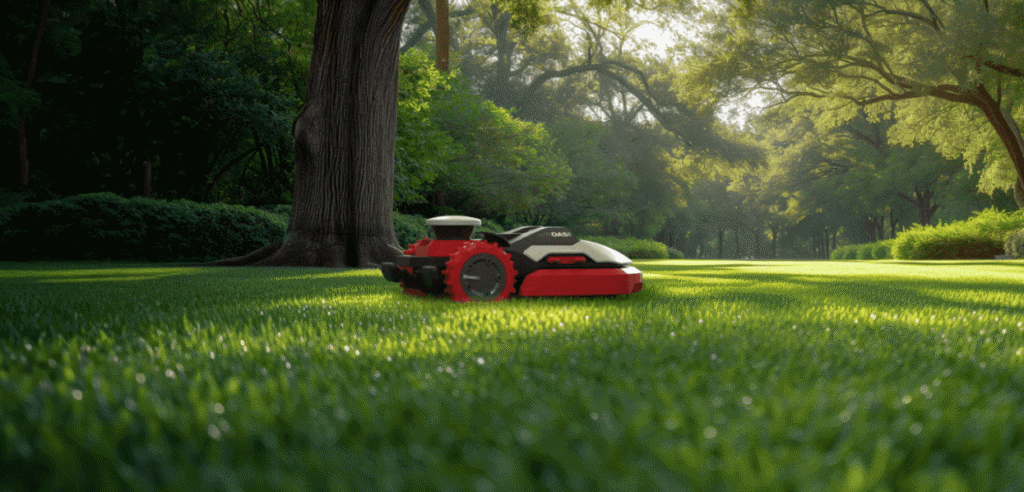 Robot lawn mower maintaining a public verge along a council road